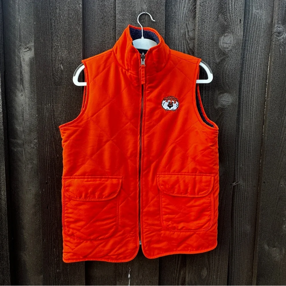 Colosseum Auburn University reversible blue and orange vest wooly fleece size S